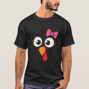 T-shirt Turc Face Girl Rose Bow T shirt Enfants Thanksgi