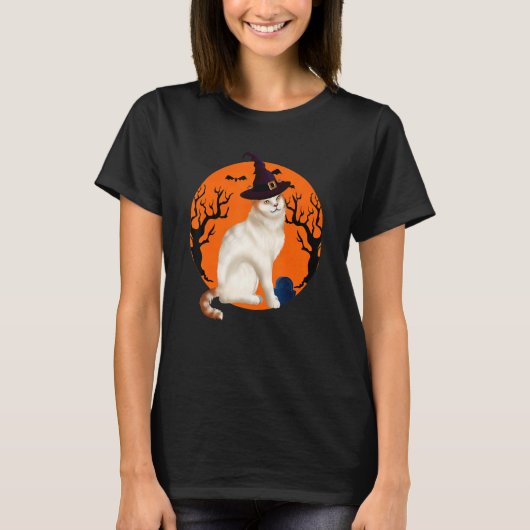 T-shirt Turc Van Cat Cute Halloween sorcier Casquette et l (Devant)