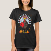 T-shirt Turkey Bowling Hello Fall Cute Turkey Bowling Squa (Devant)
