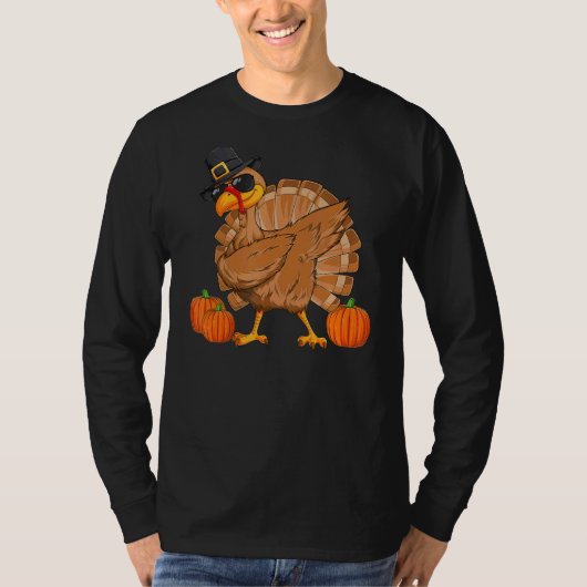 T-shirt Turkey Dabbing Thanksgiving Day Dab Fall Pumpkin (Devant)