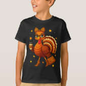 T-shirt Turkey Drinking Coffee Thanksgiving Leopard Women (Devant)