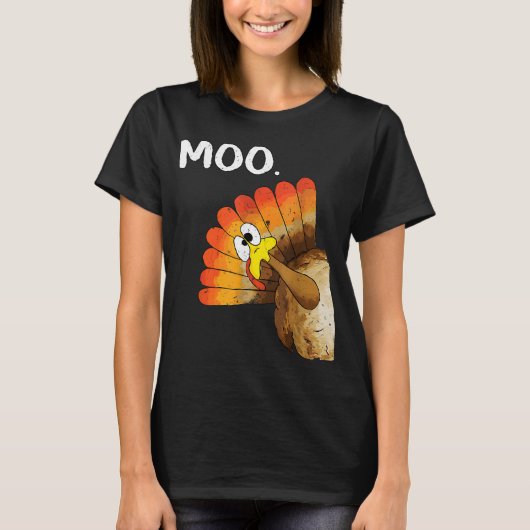 T-shirt turkey moo action de grâce drôle (Devant)