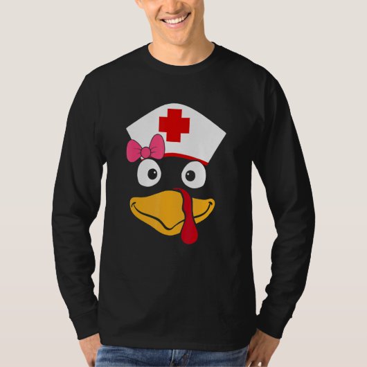 T-shirt Turkey Nurse Thanksgiving Scrub Nursing Turkey Fac (Devant)