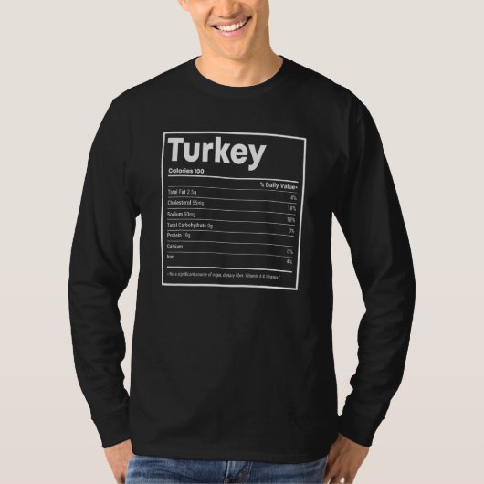 T-shirt Turkey Nutrition Facts  Thanksgiving Christmas foo (Devant)
