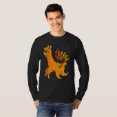 T-shirt Turkey Riding Llama Thanksgiving Day Animal Fall A (Devant entier)