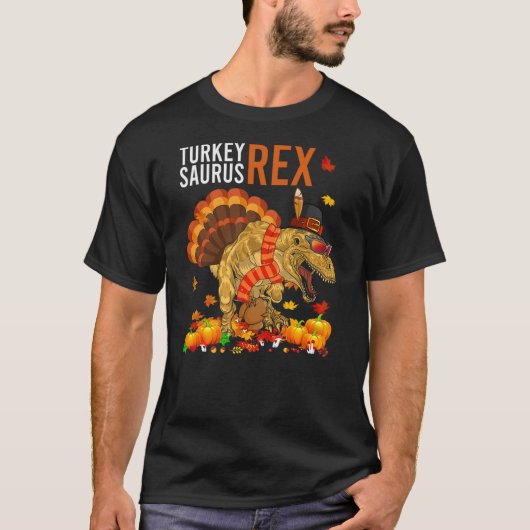 T-shirt Turkey Saurus T-Rex Funny Pilgrim Dinosaur Kids Th (Devant)
