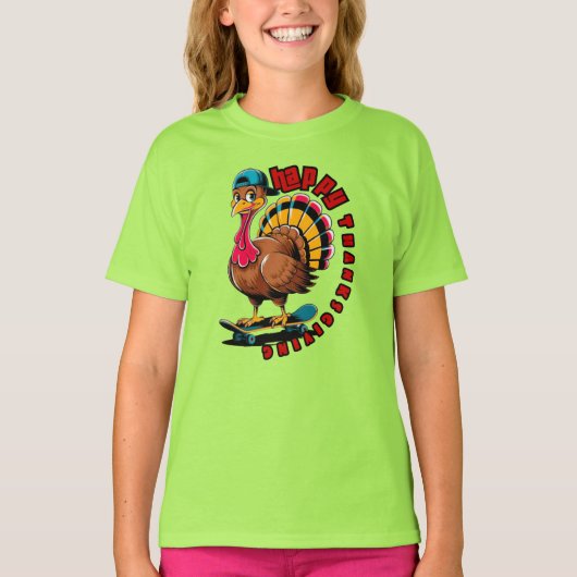 T-shirt Turkey skateboard Thanksgiving gift (Devant)