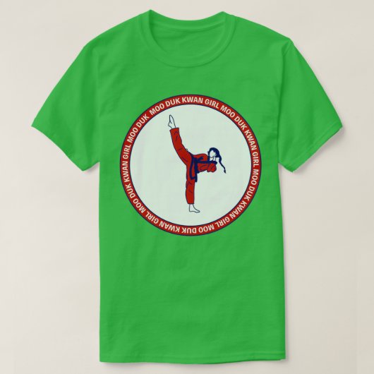 T-shirt Turn Kick Moo Duk Kwan Karate Girl Tang Soo Do Soo (Design devant)