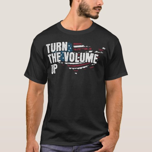 T-shirt Turn The Volume Up Newyork Lover Patriotic US (Devant)