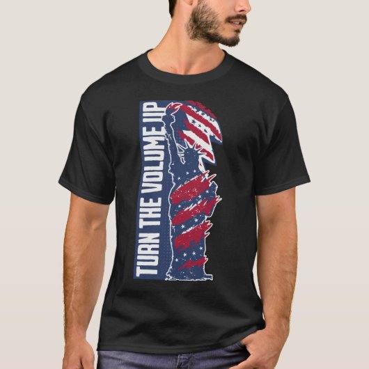 T-shirt  Turn The Volume Up Newyork Lover Patriotic US  (Devant)