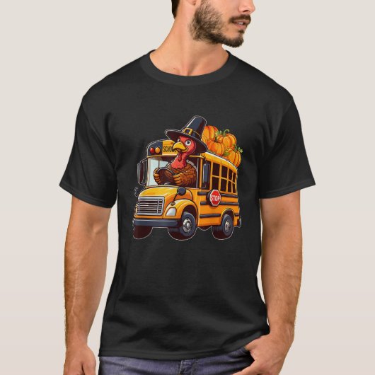 T-shirt Turquie Conduite École Bus Thanksgiving Chauffeur (Devant)