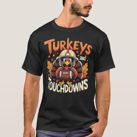 T-shirt Turquie et Touchdowns Une drôle de dinde Thanksgiv (Devant)