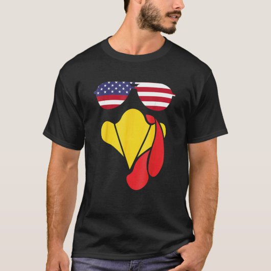 T-shirt Turquie Face Thanksgiving États-Unis Drapeau lunet (Devant)