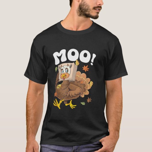 T-shirt Turquie Moo Drôle Thanksgiving mignon Turquie Fake (Devant)