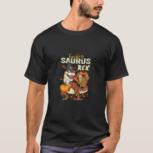 T-shirt Turquie Saurusrex Dinosaur Tenir Un Citrouille Mer (Devant)