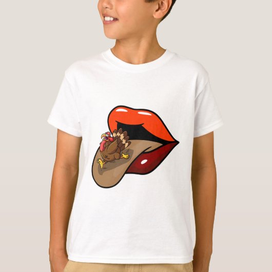T-shirt Turquie Tongue Out Thanksgiving Day Drôle Lèvres C (Devant)