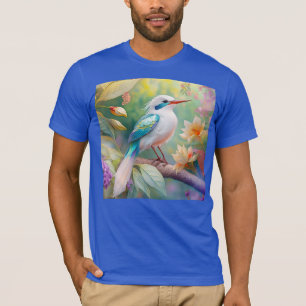 T-shirt Turquoise aile  crête blanche Imaginaire Oiseau