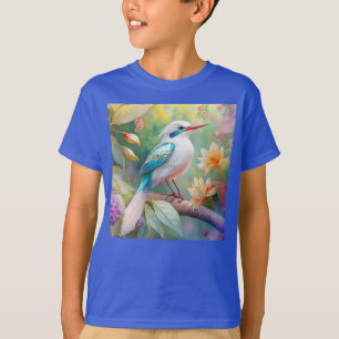 T-shirt Turquoise aile crête blanche Imaginaire Oiseau