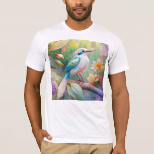 T-shirt Turquoise aile  crête blanche Imaginaire Oiseau
