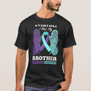 T-shirt Turquoise Aile pourpre Miss Frère Prévention du su