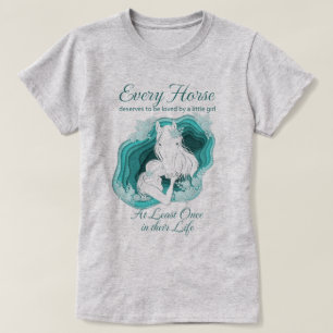 T-shirt Turquoise Cheval Lover - Petites filles et Chevaux