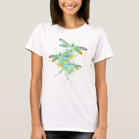 T-shirt turquoise Dragonfly splatter (Devant)