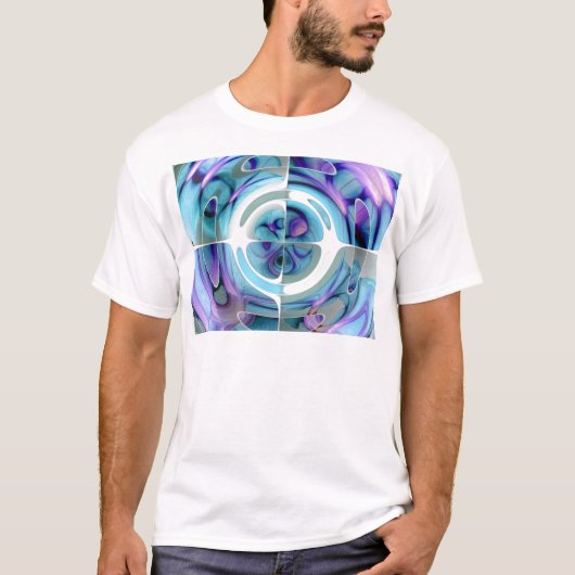 T-shirt Turquoise et collage abstrait de pourpre (Devant)