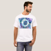 T-shirt Turquoise et collage abstrait de pourpre (Devant entier)