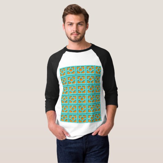 T-shirt Turquoise et Orange Trellis (Devant entier)