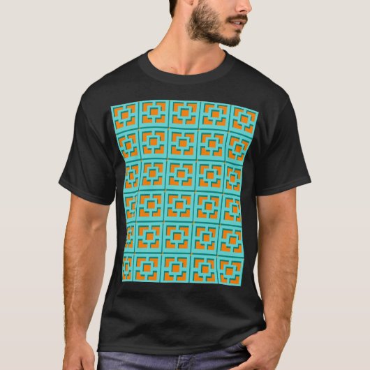 T-shirt Turquoise et Orange Trellis (Devant)
