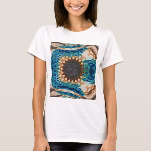 T-shirt Turquoise Gold Sun Southwestern Art (Devant)