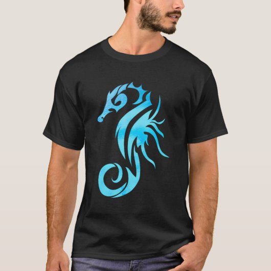 T-shirt Turquoise Seahorse Ocean Design (Devant)