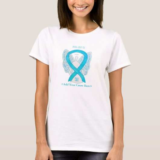 T-shirt Turquoise Sensibilisation Ruban Angel Chemises per (Devant)