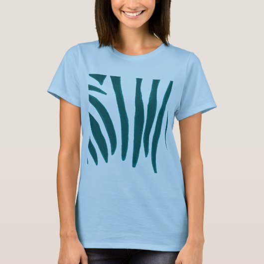 T-shirt Turquoise Turquoise Zebra rayures tee - shirt (Devant)
