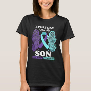 T-shirt Turquoise Violet Aile Miss Amour Fils Prévention d