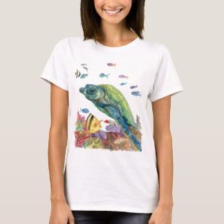 T-shirt Turtle and fishes in the sea 