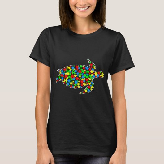 T-shirt Turtle Funny Puzzle Animaux Sensibilisation sur l' (Devant)