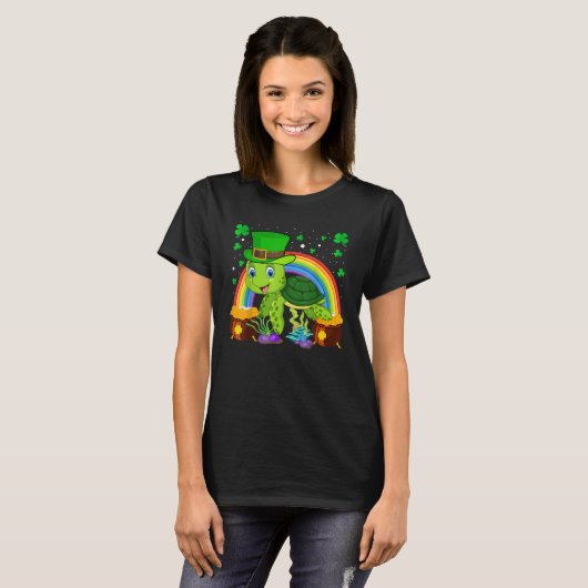 T-shirt Turtle Leprechaun Hat Turtle Rainbow St Patrick's  (Devant entier)