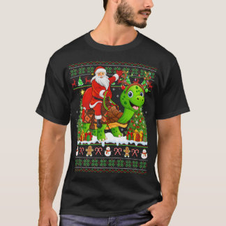 T-shirt Turtle Lover Drôle laide Père Noël équitation Turt