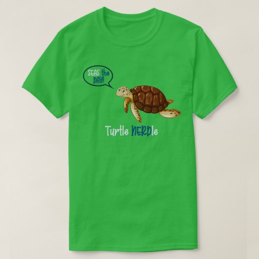 T-shirt Turtle Nerdle sur Ocean Blue (Design devant)