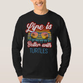 T-shirt Turtle Retro Sunset Life Is Better With Turtles ! (Devant)