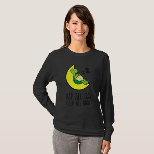 T-shirt Turtle Tired Nap All Day Sleep All Night Cute Turt (Devant entier)