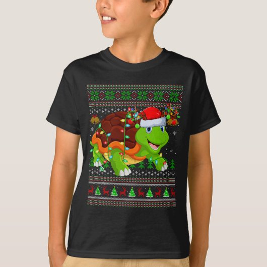 T-shirt Turtle Ugly Christmas Sweaters Holiday Santa Cute (Devant)