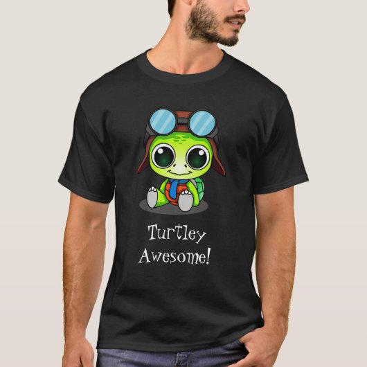 T-shirt Turtley Awesome Cute Cartoon Turtle dans Aviator C (Devant)