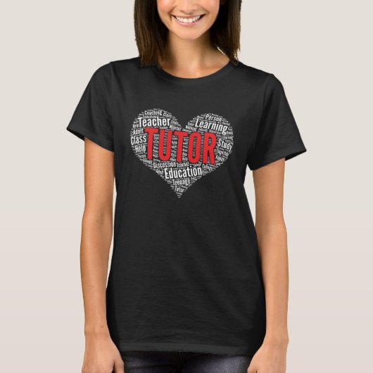 T-shirt Tutor Forme cardiaque Mot Cloud (Devant)