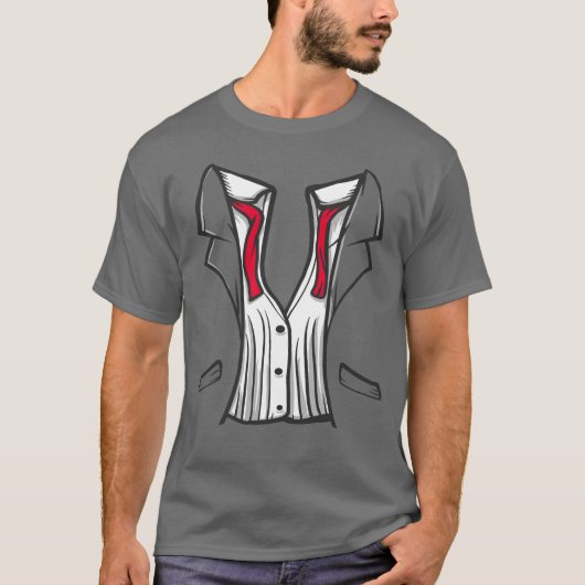 T-Shirt Tuxedo Avec Cravate Rouge (Devant)