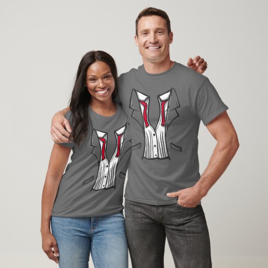 T-Shirt Tuxedo Avec Cravate Rouge (Unisexe)