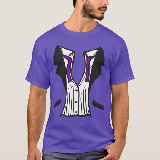 T-Shirt Tuxedo Avec Cravate Violette (Devant)