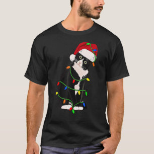 T-shirt Tuxedo Cat Meow Père Noël Tuxie Feux d'arbre de No