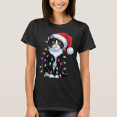 T-shirt Tuxedo Cat Meow Santa Tuxie Christmas Tree (Devant)